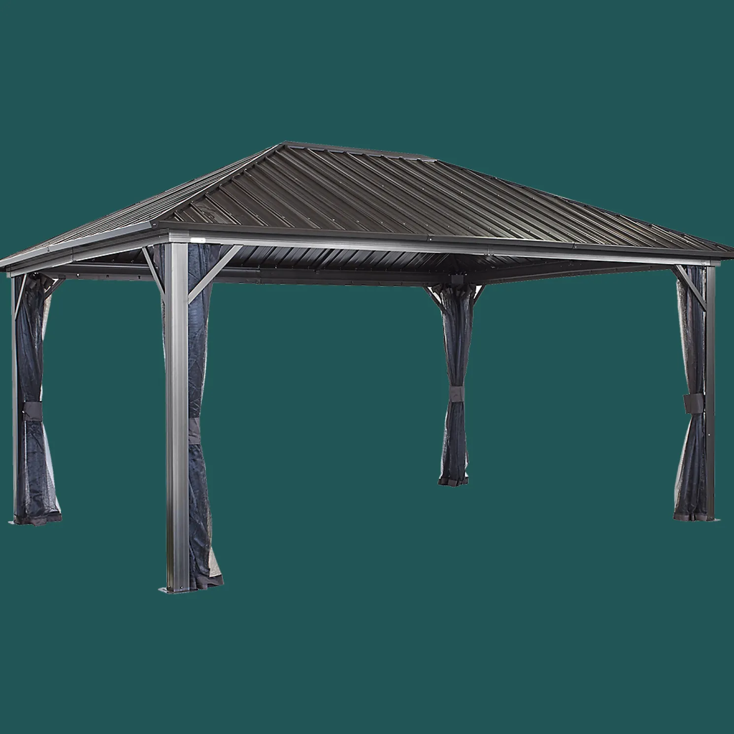 Genova Hardtop Gazebo, 12 ft. x 16 ft. Dark Brown