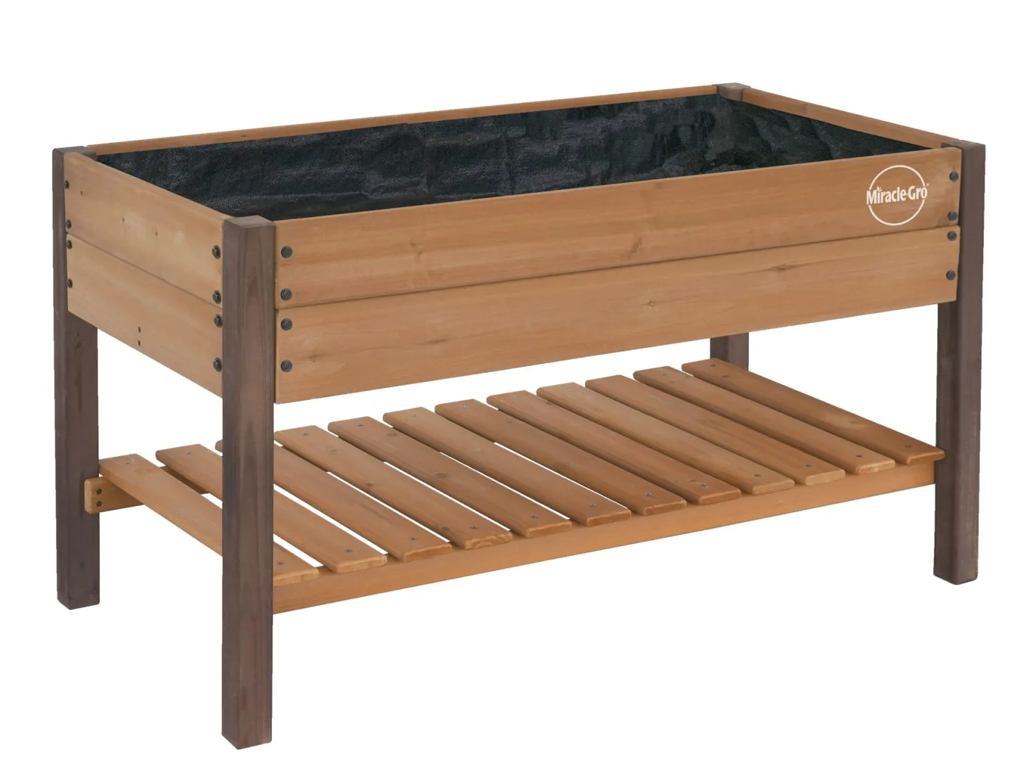 Miracle-Gro Wood 2 x 4 x 2.3 ft Raised Garden Planter with Shelf
