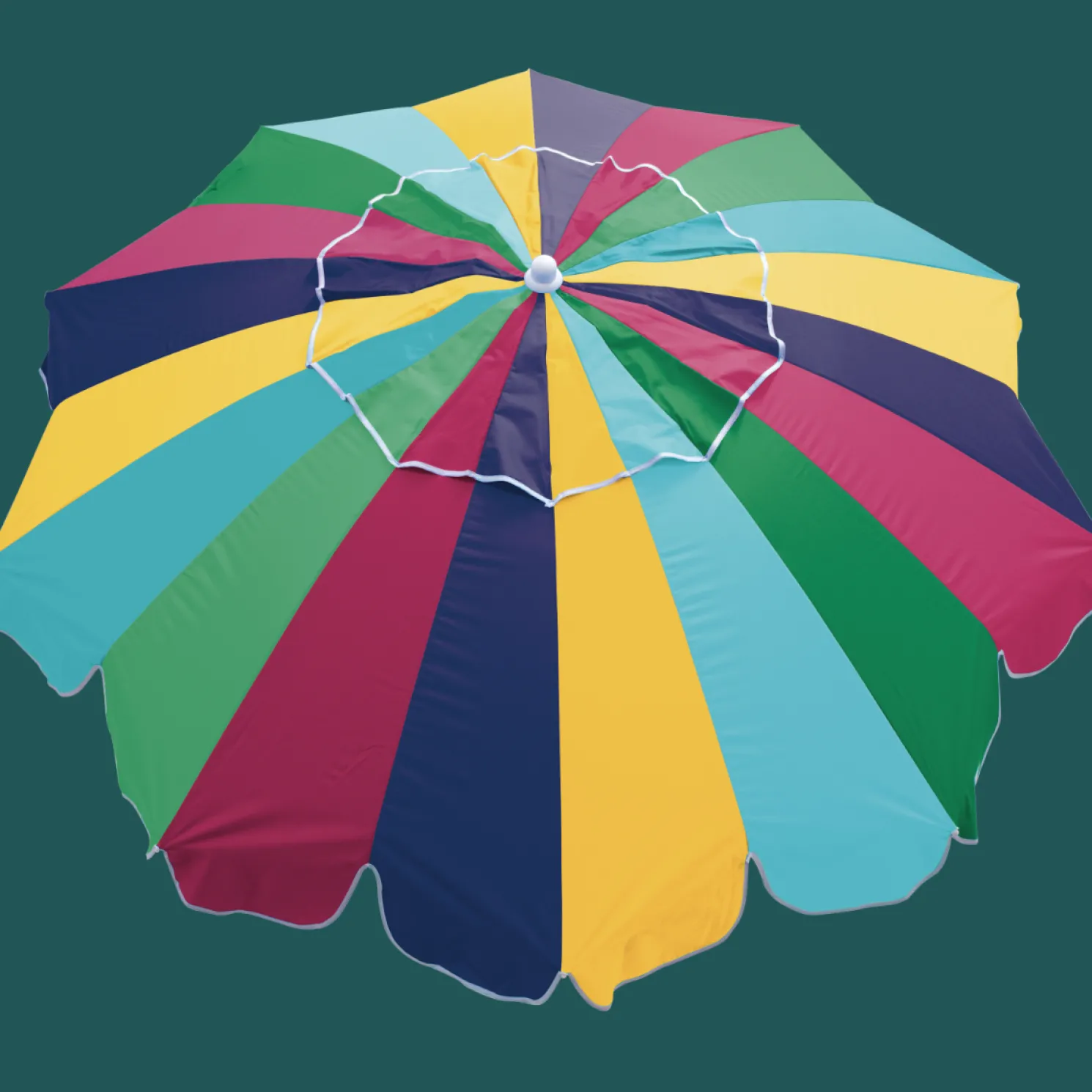 RIO Beach 7 x 7 ft Multi 21 Panel Umbrella with Integrated Sand Anchor