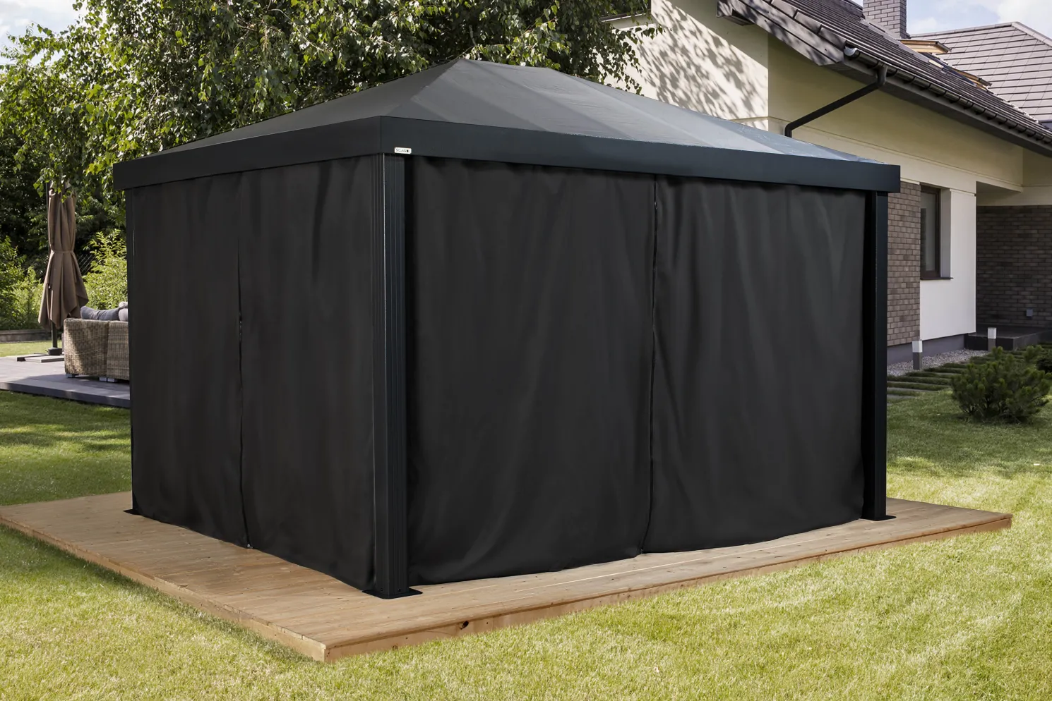Sojag Black Curtains for Monteserra Gazebo, 10 ft. x 12 ft., Poly