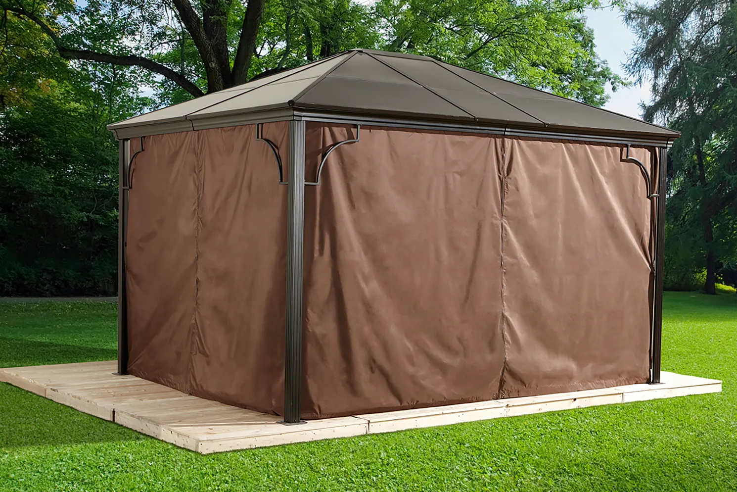 Sojag Brown Curtains for Sumatra Gazebo, 10 ft. x 12 ft., Poly, Outdoor Shades